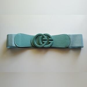 Stylish Teal Stretch Belt with Double G Buckle